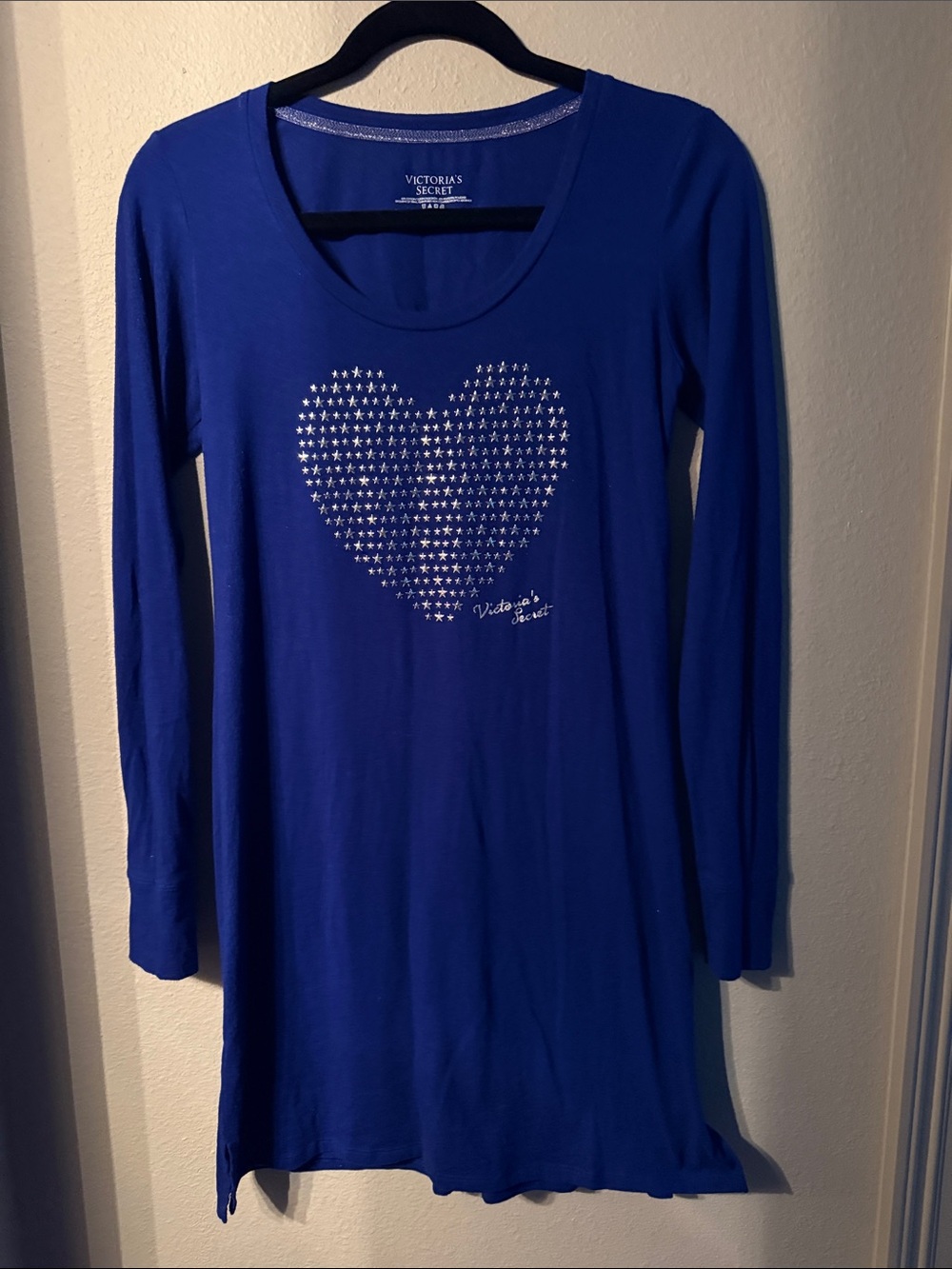 Victoria's Secret Royal Blue Long Sleeve Heart cotton mini dress